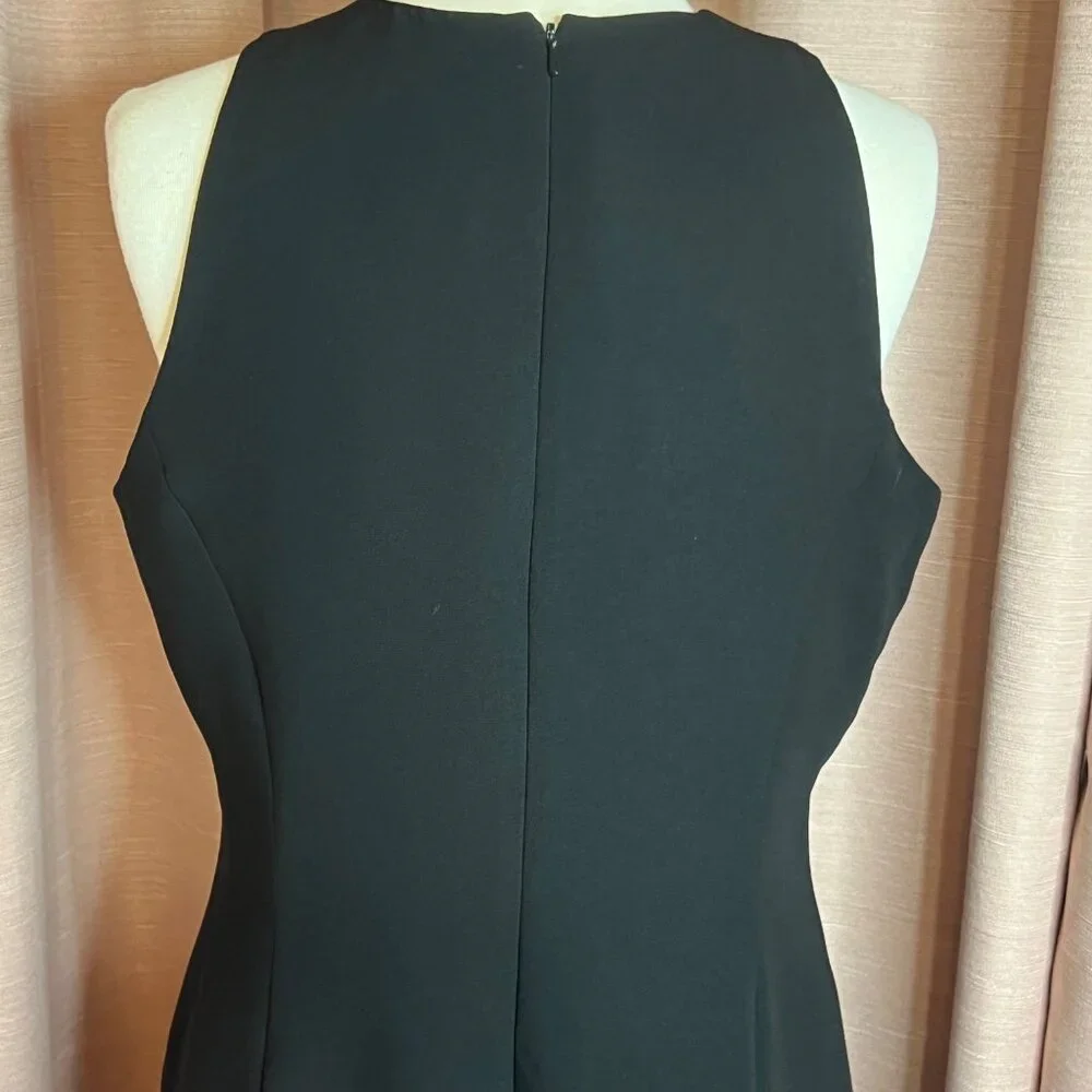 Bob Mackie Studio 14P Black Sleeveless Dress Floral Embroidery Career Formal Y2K